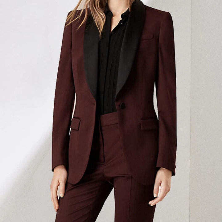 solovedress 2 Pieces Shawl Lapel Single Buttons Women suit （Blazer+Pants）