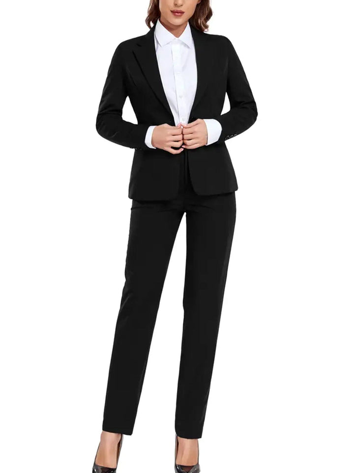 solovedress Black Women Suit 2 Piece Single Buttons Notch Lapel Jacket (Blazer+Pants)