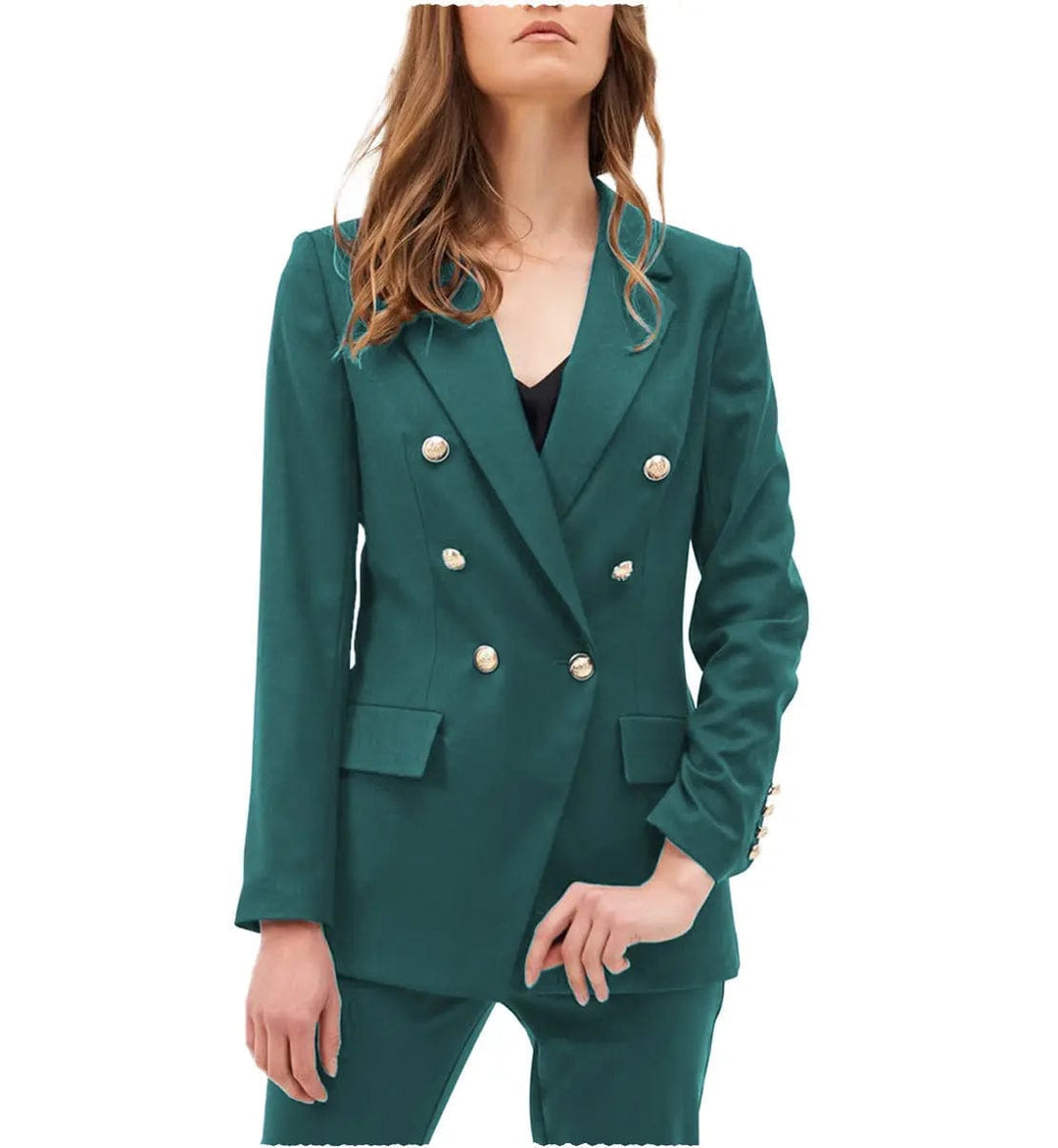 solovedress Fashion Notch Lapel Blazer  Flat 2 Pieces Women Suit