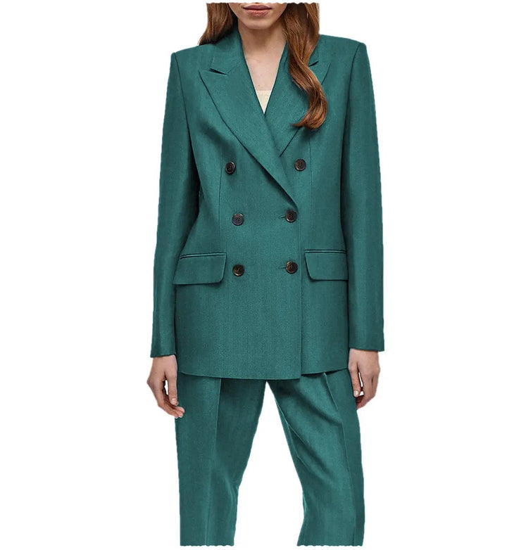 solovedress Formal Flat Peak Lapel 2 Pieces Suit Women (Blazer+Pants)