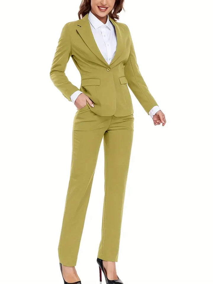 solovedress Gold Women Suit 2 Piece Single Buttons Notch Lapel Jacket (Blazer+Pants)