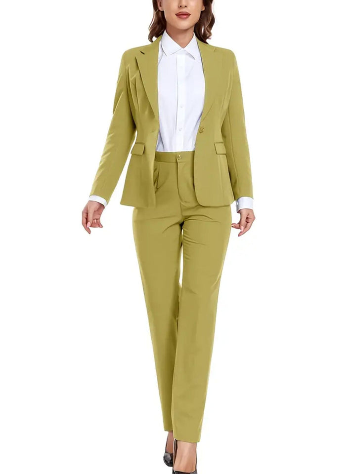 solovedress Gold Women Suit 2 Piece Single Buttons Notch Lapel Jacket (Blazer+Pants)