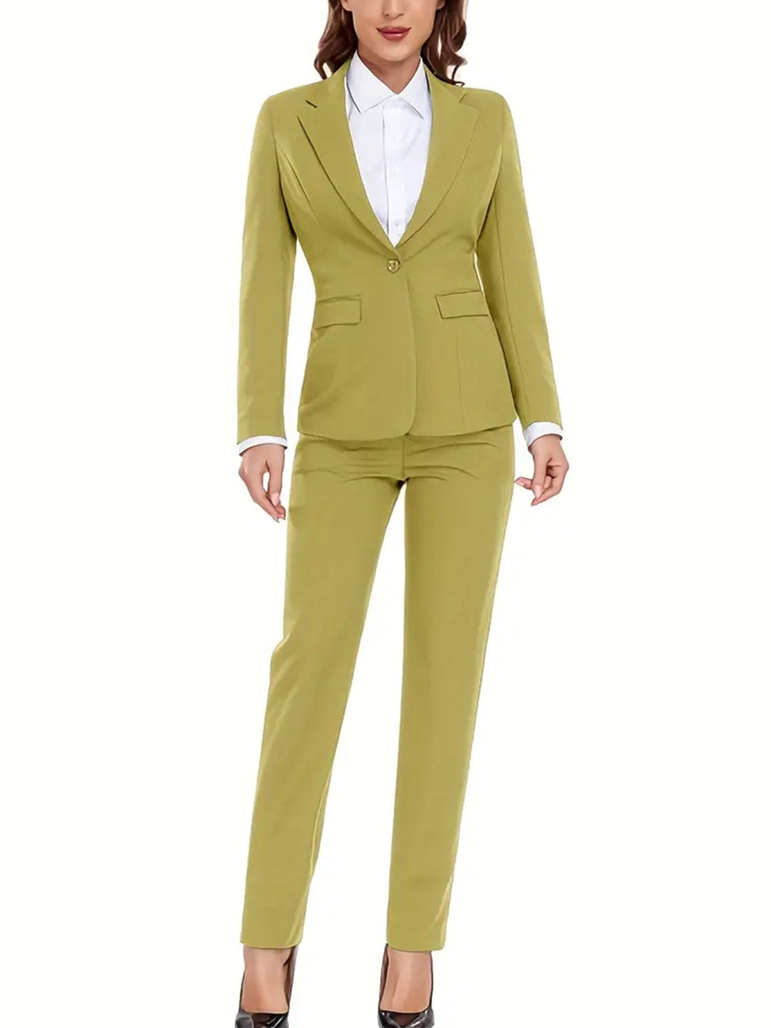 solovedress Gold Women Suit 2 Piece Single Buttons Notch Lapel Jacket (Blazer+Pants)