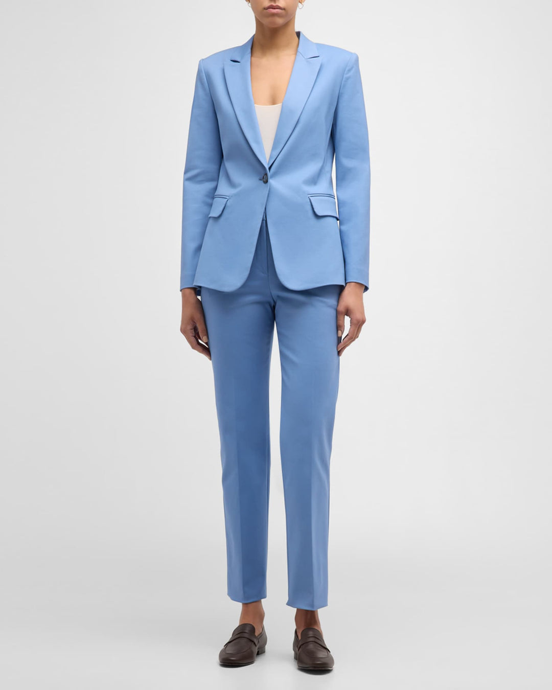 solovedress Light Blue 2 Piece Single Buttons Notch Lapel Women Suit (Blazer+Pants)