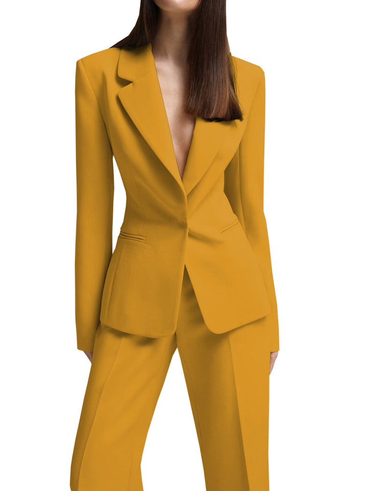 solovedress Women's Stylish Casual Suit 2 Piece Single Buttons Notch Lapel Blazer (Blazer+Pants)