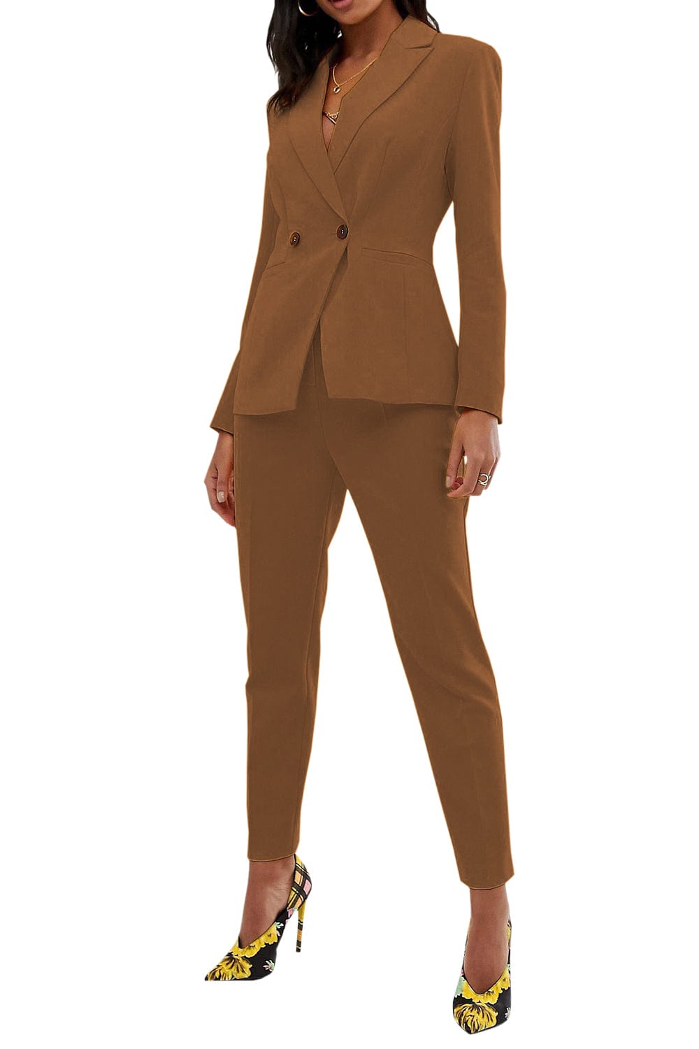 solovedress Women Suit 2 Piece Business Casual Peak lapel Blazer(Blazer+Pants)